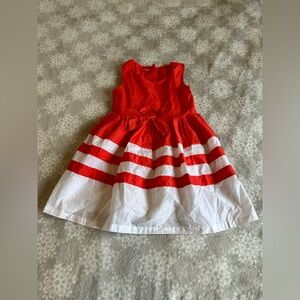 ABC KIDS Red and White Pleated Sleeveless Sundress